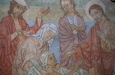 Im 19. Jhd. freigelegte mittelalterlichen Wandmalerei